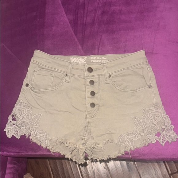 Mossimo Denim Pants - Mossimo Denim Shorts olive army green High Rise Waist Lace Trim jeans Women 0/25